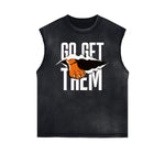 Distressed Sleeveless Tiger Pattern Tee