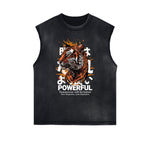Distressed Sleeveless Tiger Pattern Tee