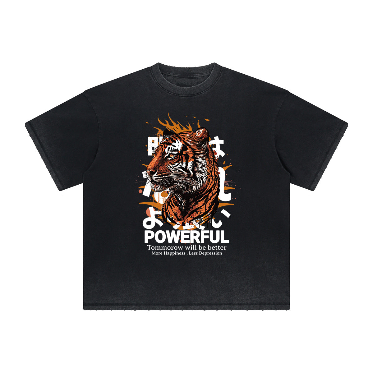 Thick Faded Tiger Graphic T Shirt