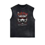 Distressed Sleeveless Tiger Pattern Tee