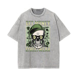 Washed Skull & Money Graphic Cotton Tee