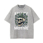 Washed Skull & Money Graphic Cotton Tee