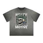 Thick Faded Skull & Money Graphic T Shirt