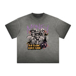 Thick Faded Skull & Money Graphic T Shirt