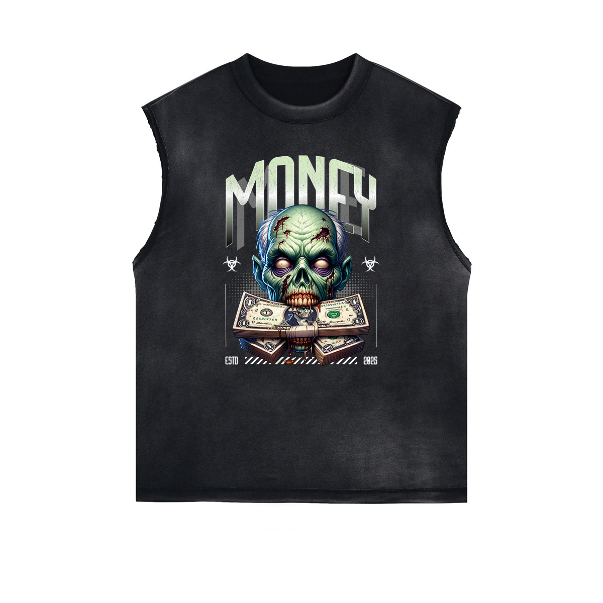 Frayed Edge Skull & Money Graphic Tank Top