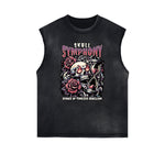 Frayed Edge Skull & Money Graphic Tank Top