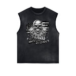 Frayed Edge Skull & Money Graphic Tank Top