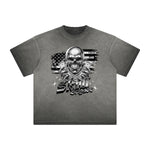 Thick Faded Skull & Money Graphic T Shirt