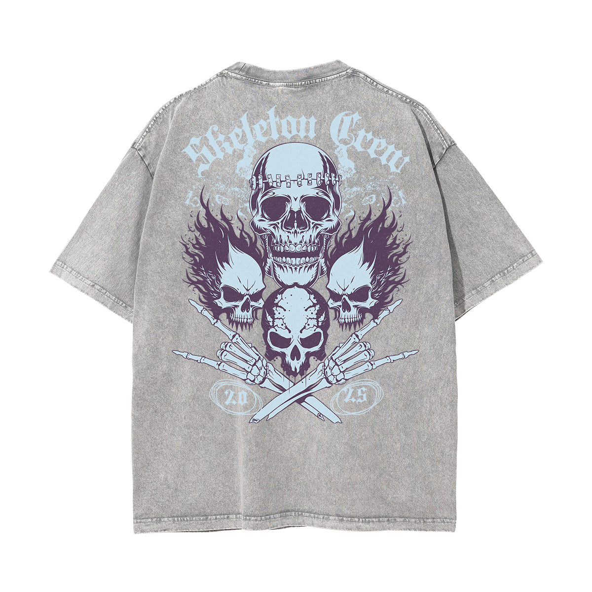 Washed Skull & Money Graphic Cotton Tee
