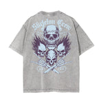 Washed Skull & Money Graphic Cotton Tee