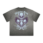 Thick Faded Skull & Money Graphic T Shirt
