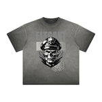 Thick Faded Skull & Money Graphic T Shirt