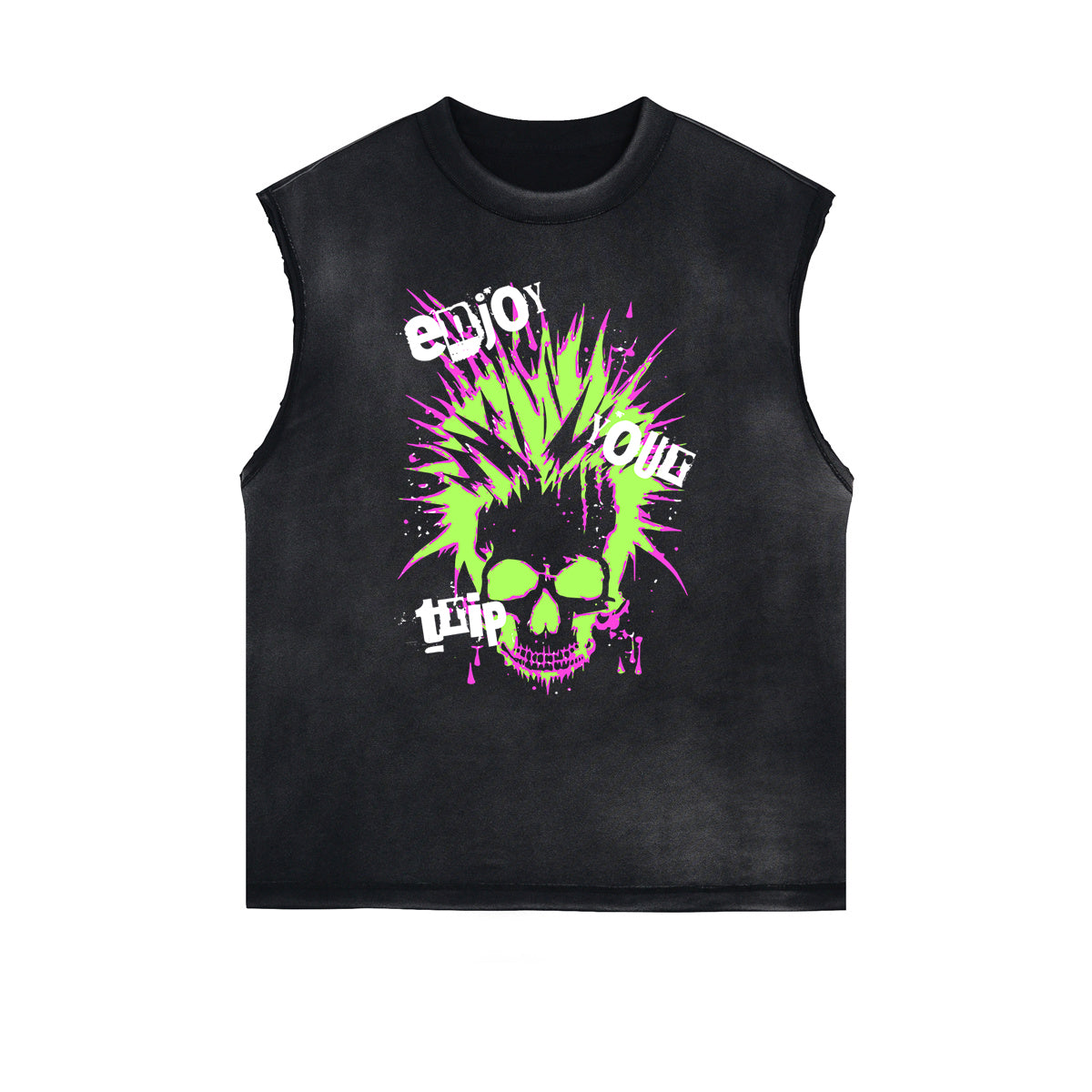 Frayed Edge Skull & Money Graphic Tank Top