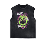 Frayed Edge Skull & Money Graphic Tank Top