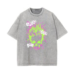 Washed Skull & Money Graphic Cotton Tee