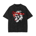 Stone Wash Skull & Money Pattern T Shirt