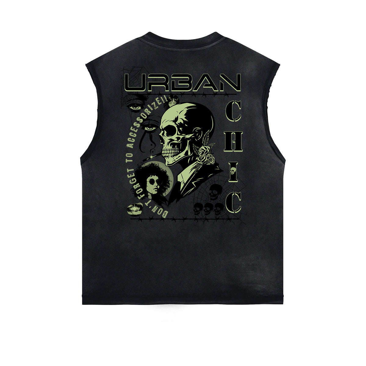 Frayed Edge Skull & Money Graphic Tank Top