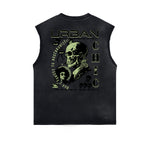 Frayed Edge Skull & Money Graphic Tank Top