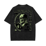 Stone Wash Skull & Money Pattern T Shirt