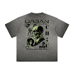 Thick Faded Skull & Money Graphic T Shirt