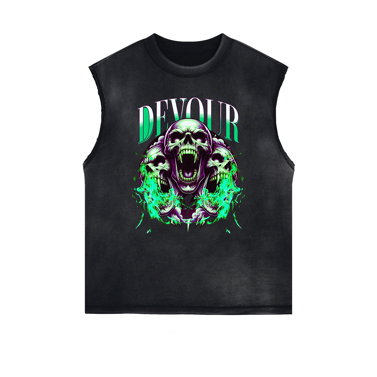Frayed Edge Skull & Money Graphic Tank Top