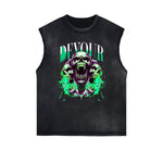 Frayed Edge Skull & Money Graphic Tank Top