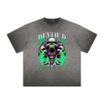Thick Faded Skull & Money Graphic T Shirt