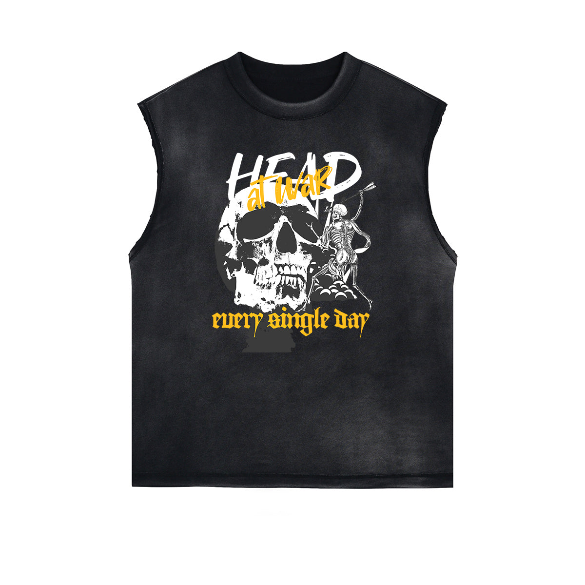 Frayed Edge Skull & Money Graphic Tank Top