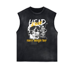 Frayed Edge Skull & Money Graphic Tank Top