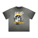 Thick Faded Skull & Money Graphic T Shirt