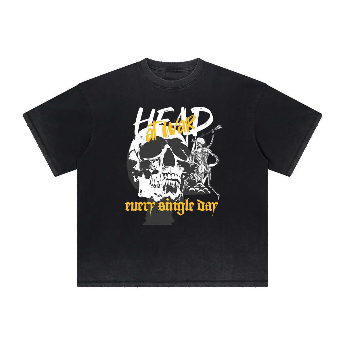 Vintage Frayed Skull & Money Pattern Tee