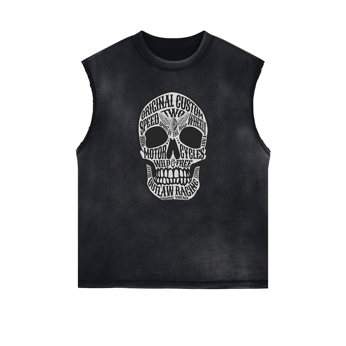 Frayed Edge Skull & Money Graphic Tank Top