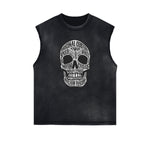 Frayed Edge Skull & Money Graphic Tank Top