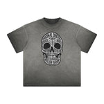 Thick Faded Skull & Money Graphic T Shirt
