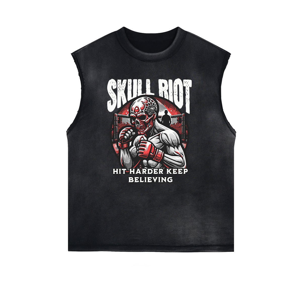 Frayed Edge Skull & Money Graphic Tank Top