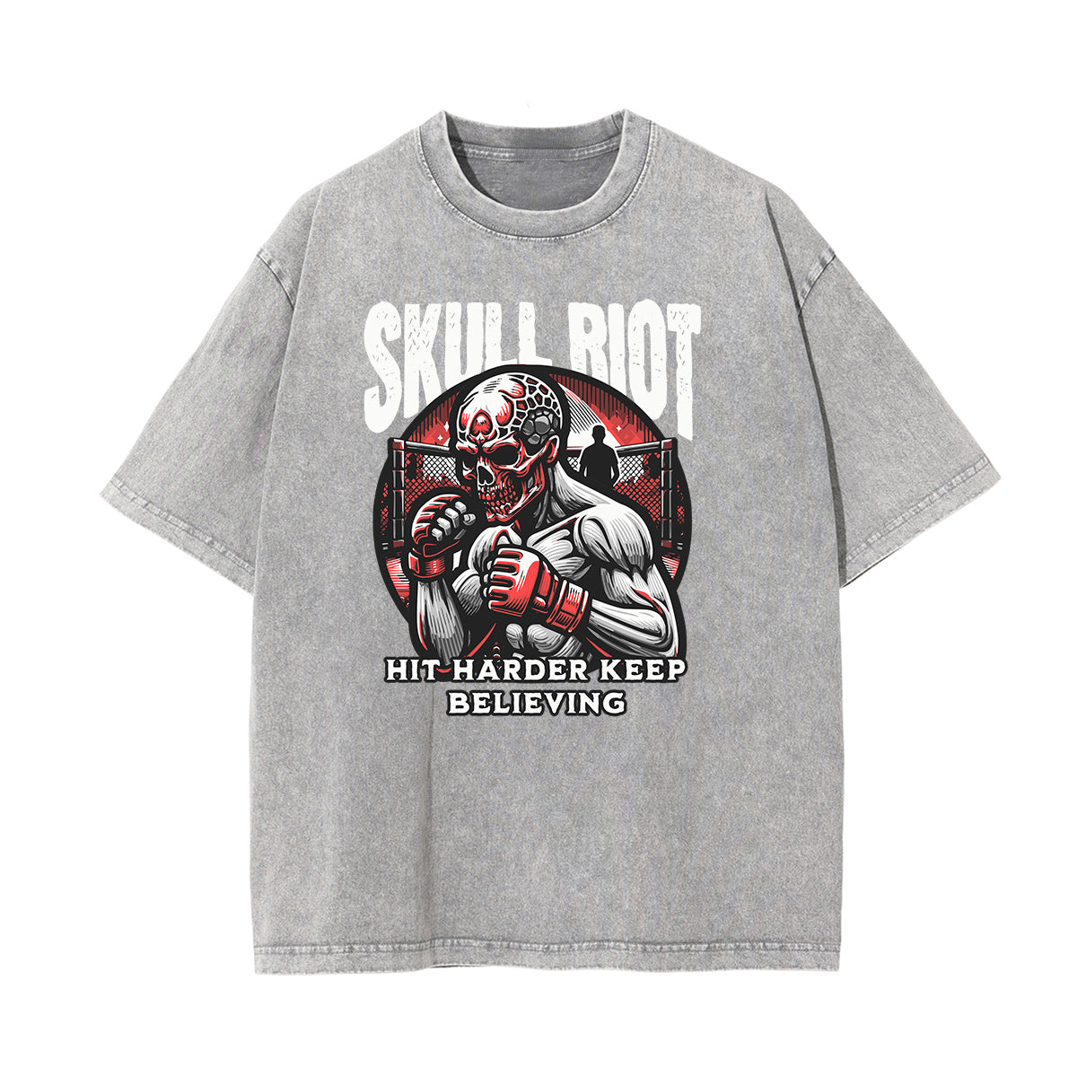 Washed Skull & Money Graphic Cotton Tee
