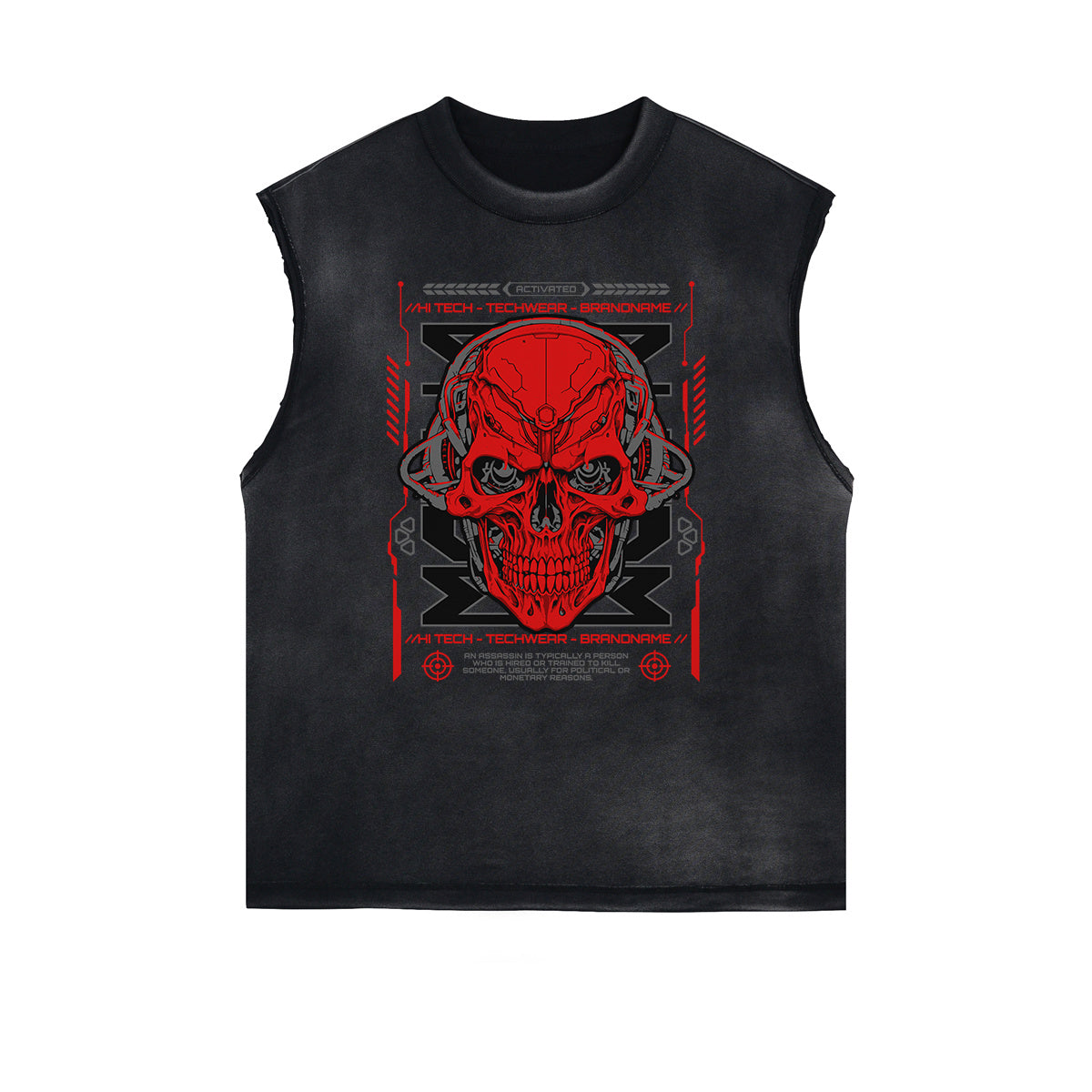 Frayed Edge Skull & Money Graphic Tank Top