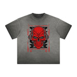 Thick Faded Skull & Money Graphic T Shirt