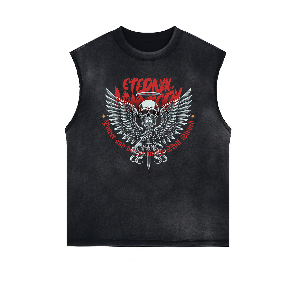 Frayed Edge Skull & Money Graphic Tank Top