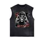 Frayed Edge Skull & Money Graphic Tank Top
