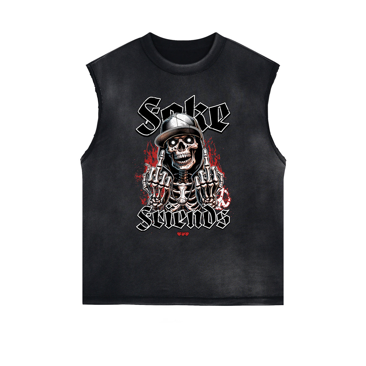 Frayed Edge Skull & Money Graphic Tank Top