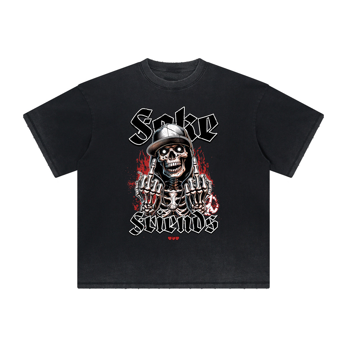 Vintage Frayed Skull & Money Pattern Tee