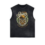 Distressed Sleeveless Holiday Pattern Tee