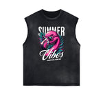 Distressed Sleeveless Holiday Pattern Tee