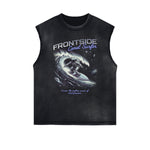 Distressed Sleeveless Holiday Pattern Tee