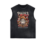 Distressed Sleeveless Holiday Pattern Tee