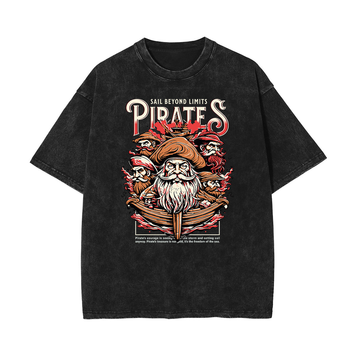 Stone Wash Holiday Pattern T Shirt