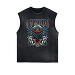 Distressed Sleeveless Holiday Pattern Tee