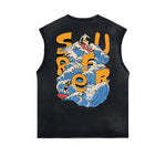 Distressed Sleeveless Holiday Pattern Tee