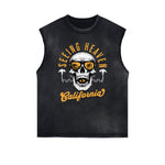 Distressed Sleeveless Holiday Pattern Tee